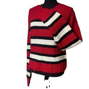 Wynter Red Black and White Striped Pullover Sweater